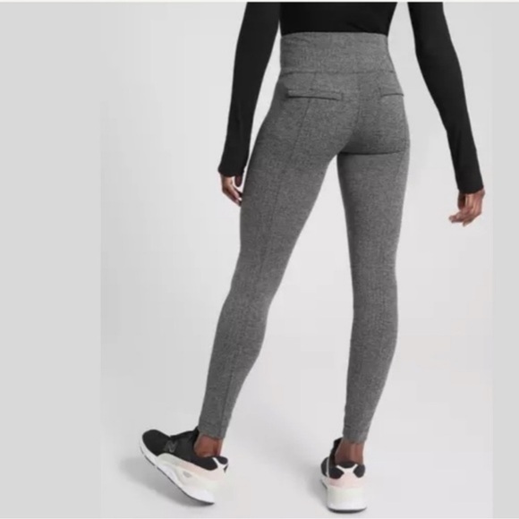 Athleta Delancey Herringbone Tight Leggings Small Abalone Zip Pockets 487663 - Picture 2 of 15